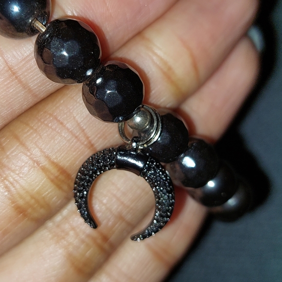 Hematite For Grounding & Manifesting, Crescent Moon Crystal Bracelet - Picture 4 of 4